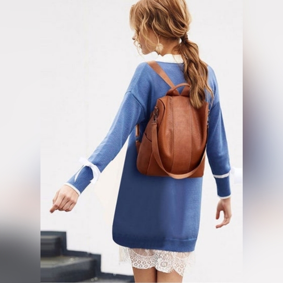 Women Backpack Purses PU Leather Waterproof Daypack Casual Shoulder satchel bag - Picture 6 of 12